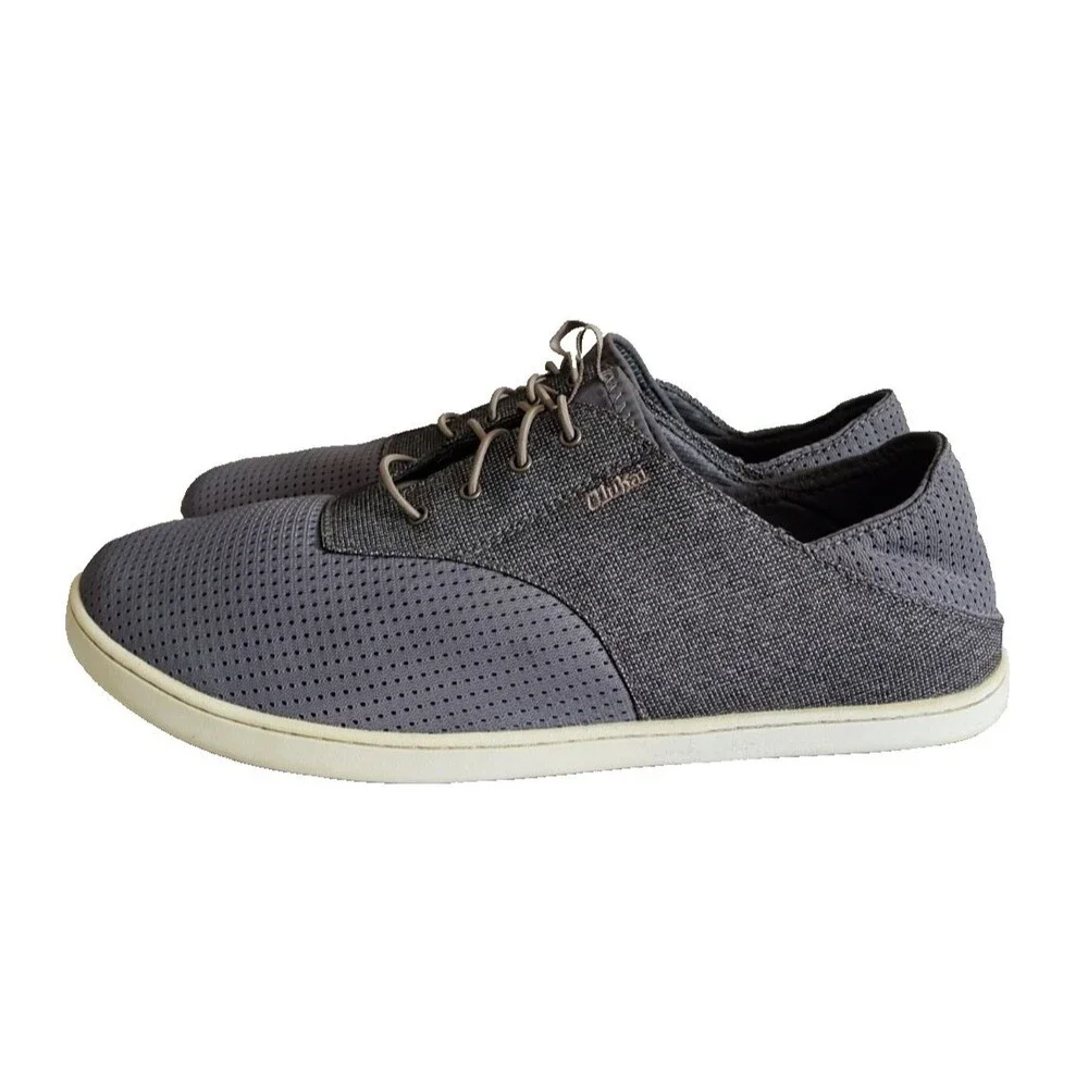 Olukai Nohea Moku Mens Sz 10.5 Casual Shoes Loafers Sneakers Slip-On Boat Gray